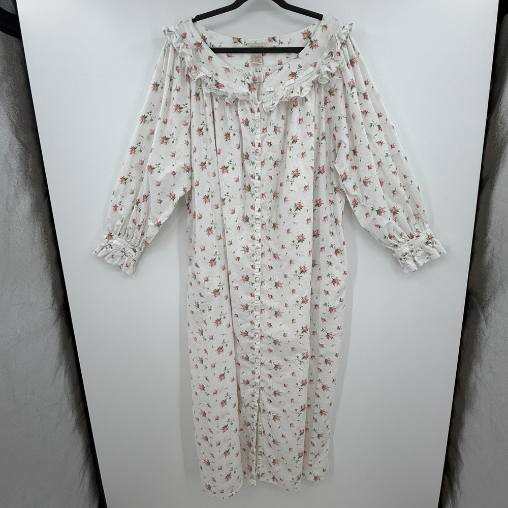 VTG Victoria's Secret Gold Label Floral Cotton Nightgown Womens M/L
